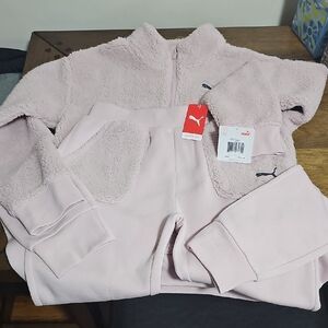 Puma Pink Fleece Jacket and Pants Set